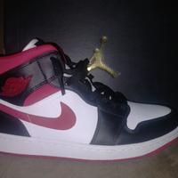 Jordan 1 Mid nere rosse bianche (taglia: 44.5)