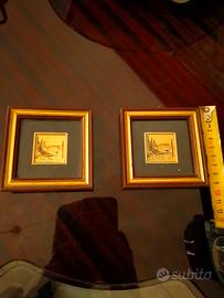 Piccoli quadri in legno e decoro in oro