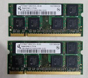Moduli Ram 2GB (2x1GB) 2Rx8 PC2-5300S