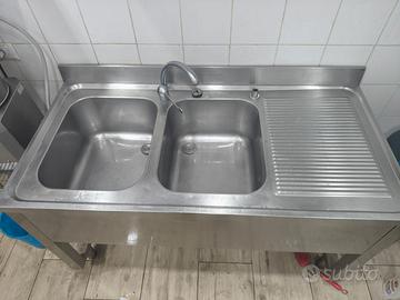 Lavello Acciaio due Vasche 140 CM
