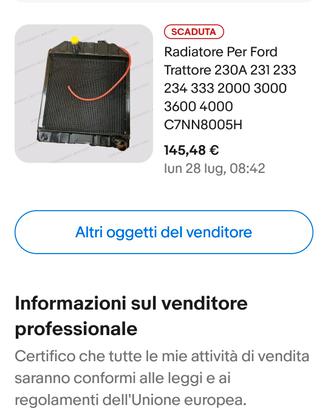 radiatore per trattore ford