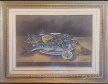 Dipinto olio su tela "Pesci" di Fabiano Cecchetto 