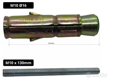 KIT 10pz. TASSELLI ACCIAIO EFPM Ø16 - M10 x 60 m