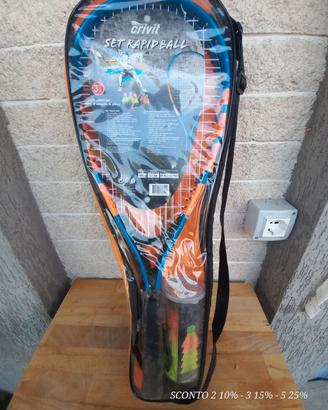 Set Rapid Ball Crivit con racchette, volani e bors