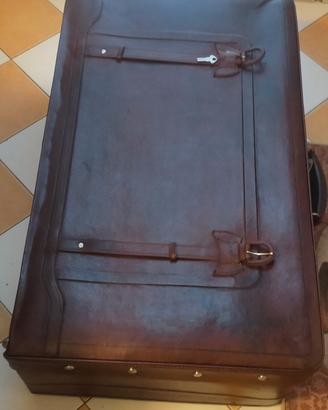 valigia in pelle vintage anni 60'-'70