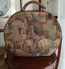 Cappelliera vintage damascata , in pelle