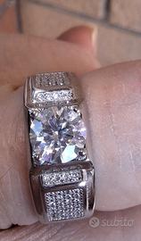 anello placcato oro kt.18 con moissanite 
