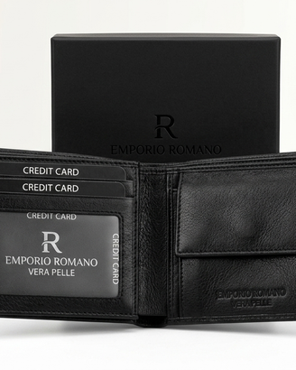 Portafoglio Uomo in vera pelle nero nuovo EMPORIO