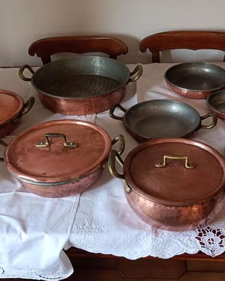 Set Pentole in Rame Stagnato Artigianale