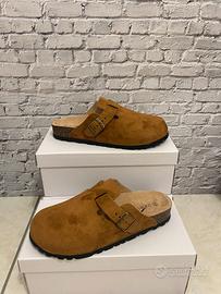 Sabot donna punta chiusa ciabatte fibbia camel 39