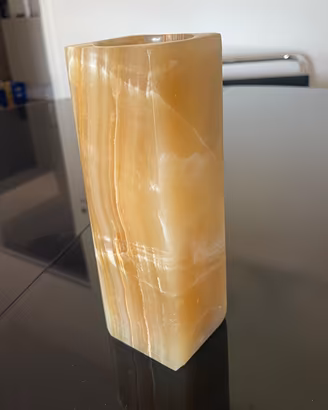 Vaso Vintage in Onice Naturale Dorato Anni '60/'70