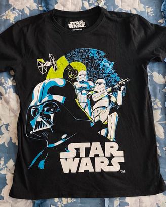 maglietta bambino  star wars tg 10 anni nera 