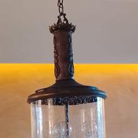 Lampadario ottone vetro crackle 1950