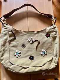 Borsa a spalla in tela beige