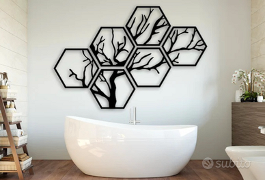 Pannello Decorativo Parete Esagonale Albero Design