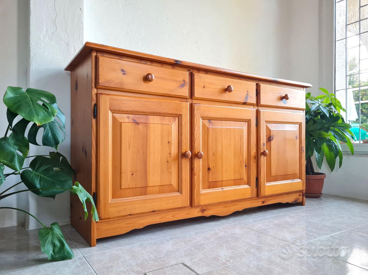 🌲 Madia, credenza legno massello effetto naturale Arredamento e