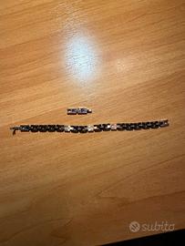 Bracciale uomo in acciaio e ceramica nera 19,5 cm