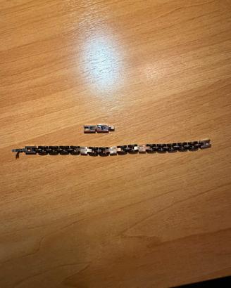 Bracciale uomo in acciaio e ceramica nera 19,5 cm