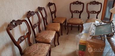 Credenza-Vetrina-Tavolo-6 Sedie in legno Vintage