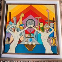 Enzo Fornara, Olio Su Tela, 60x60 con autentica