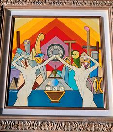 Enzo Fornara, Olio Su Tela, 60x60 con autentica