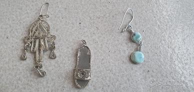3 Ciondoli/Orecchini Artigianali in Argento Turco
