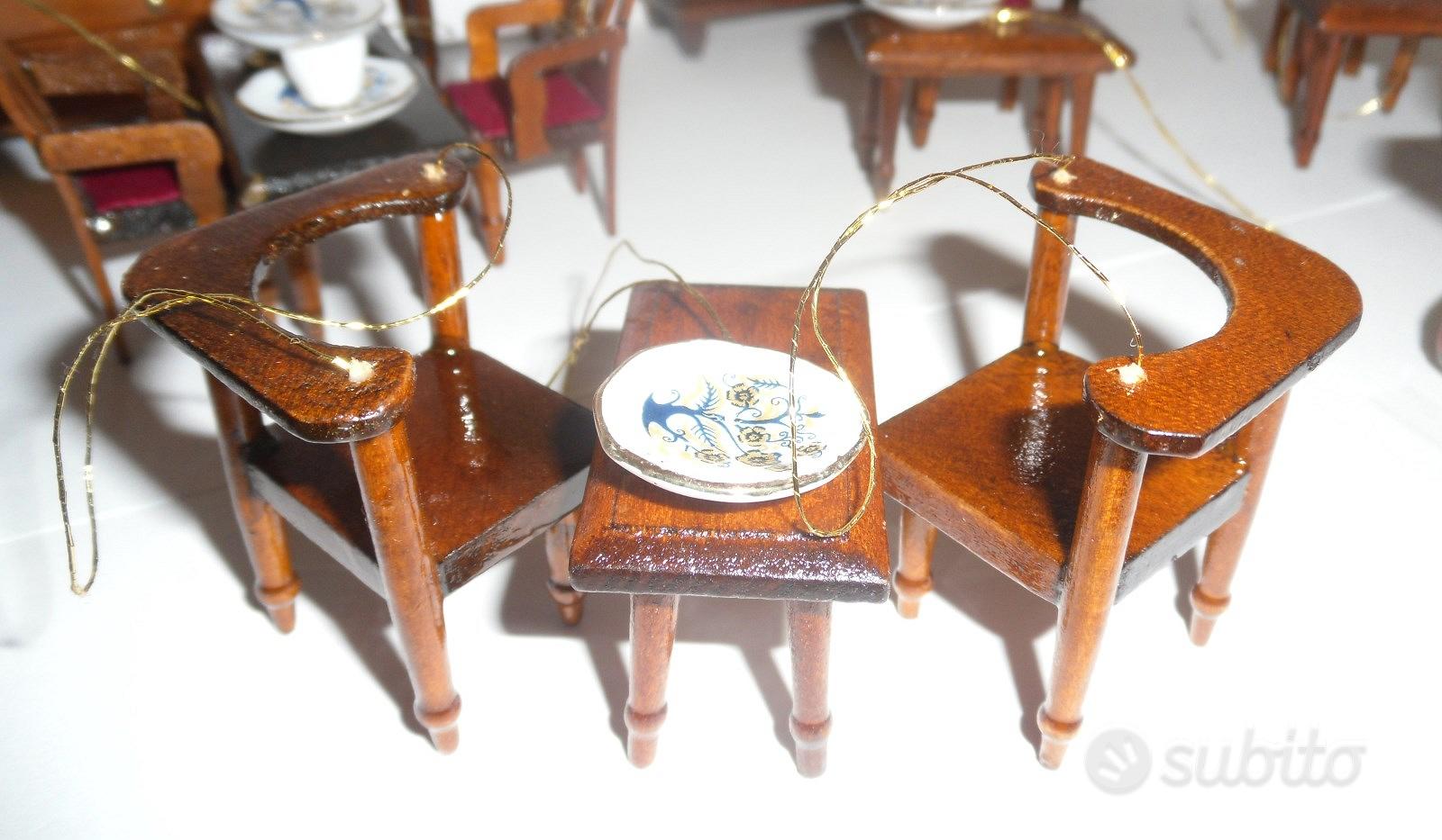 Mobile antico in miniatura Ribalta portagioie legno madia stile 800