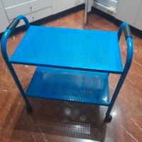 carrellino cucina con ruote azzurro