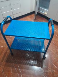 carrellino cucina con ruote azzurro