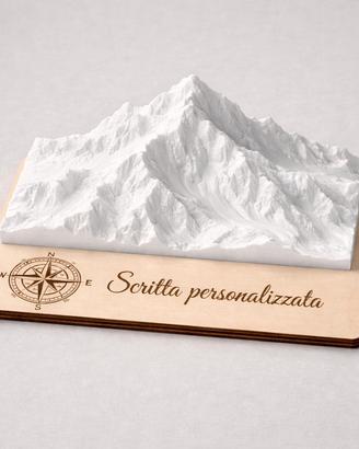 Montagna 3D con incisione personalizza su legno
