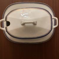 Vintage Zuppiera con piatto OEPIAG blu oro