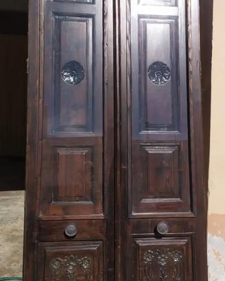 Coppia Porte Antiche con fregi foreali e altro 