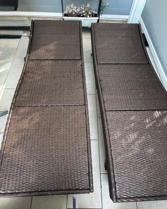 Coppia lettini prendisole in rattan