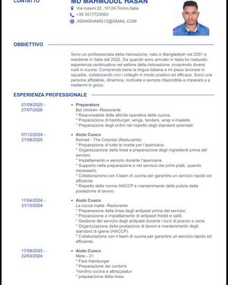 Personale Cucina / Aiuto Cuoco