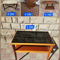 Tavolino in legno con vetro Consolle con marmo