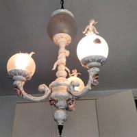 Lampadario ceramica a palla con angeli 