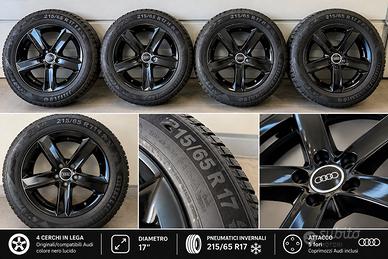 4 cerchi in lega audi da 17” neri lucidi con gomme