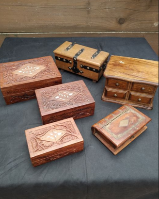 Porta gioie in legno vintage 6 pezzi