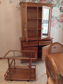 vetrinetta+tavolo ciliegio massello