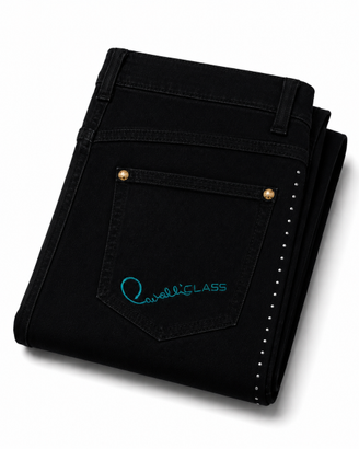 Jeans Cavalli Class Neri Slim Fit Cristalli Latera