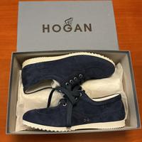 SCARPE HOGAN DONNA IN CAMOSCIO BLU N.38,5