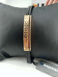 Bracciale Uomo Aragonesi Acciaio Nero Rosé NUOVO