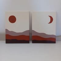 Quadri stile boho sole e luna