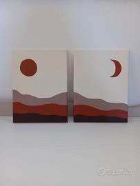 Quadri stile boho sole e luna