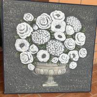 STILL LIFE - QUADRO BOUQUET FONDO GRIGIO