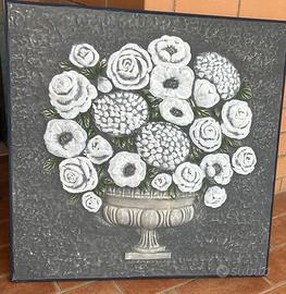 STILL LIFE - QUADRO BOUQUET FONDO GRIGIO