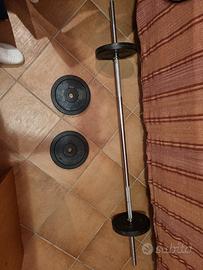 bilanciere e 4 dischi da 5 kg.