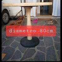 tavoli legno base ghisa diametro 80