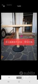 tavoli legno base ghisa diametro 80