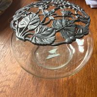 porta pout pourri vintage in peltro e vetro